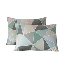 Bedding Cotton Pillowcases(Pack Of 2)-100% Cotton Geometric Pillow Covers Standa - £25.57 GBP