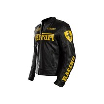 Ferrari Black F1 Racing Jacket Men Leather Jacket | Real Leather 90s Vin... - $190.29 CAD