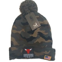 Ultra Game NBA Chicago Bulls Pom Beanie Winter Hat Cap Green Camo Adult One Size - £14.45 GBP