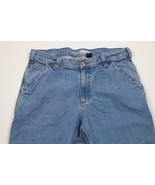 Vtg Y2K Carhartt Mens 33x30 Faded Spell Out Loose Fit Denim Jeans Blue C... - $999.61 MXN