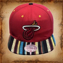 Mitchell Ness Hat Miami Heat Snap Back Aztec Striped Brim NBA Basketball Cap - $22.39