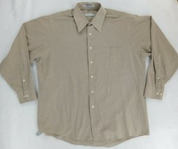 Geoffrey Beene Men&#39;s Beige Long Sleeve Button Dress Carrier Shirt Sz 17 - 34/35 - £9.10 GBP
