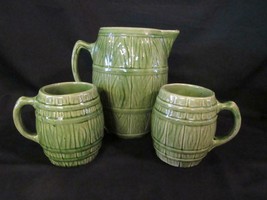 1920&#39;s McCoy Beer Barrel Pitcher and 2 Mugs - 4 in Shield in Circle Mark... - £28.08 GBP