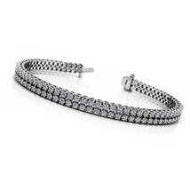 10 Karat Zwei Reihen Künstlicher Diamant Tennis Armband für Damen Gold Über , - £205.30 GBP