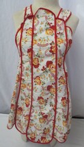 Vintage retro Full Apron Bib Handmade  Roses Flowers Scalloped Edge Cotton - $25.00