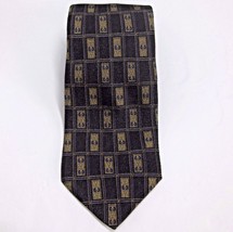 Valentino Cravatte Brown Geometric Print 100% Silk Necktie (58&quot; X 3.75&quot;) Italy - £18.24 GBP