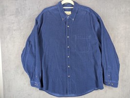 Eddie Bauer Blue Corduroy One Chest Pocket Men&#39;s XXL Button Down Shirt - $18.69