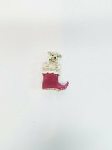 Vintage Terrier Christmas Gold Tone Holiday  Puppy Dog Pin Brooch Broach - £7.68 GBP
