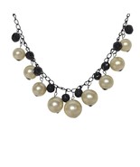 Elegant Faux Pearl Faceted Beads Dangle Bib Statement Necklace Costume J... - $26.99 CAD