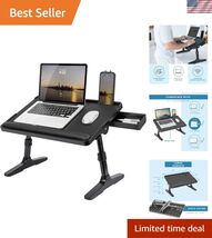 Easy Tilt Leather Laptop Bed Desk with Adjustable Legs, Wrist Rest, Medi... - $98.98