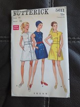 Vtg 1950s Butterick A Line Dress Pockets Sewing Pattern 5611 Size 14 Bus... - £22.35 GBP