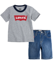 Levis Baby Boys Denim Short Set-24M/Gray Heather - £23.56 GBP
