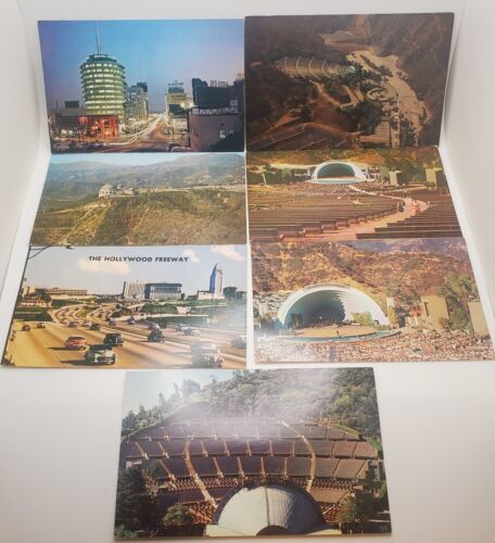 Hollywood California Vintage Postcard Lot of 7 Hollywood Bowl Capitol Re... - $24.55