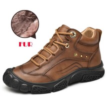 Natural Leather Boots Men Top Quality Lace-Up Autumn Winter Men Boots Shoes Non- - £84.64 GBP
