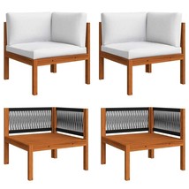  Corner Sofa Cream White Solid Acacia Wood, Rope Medium Modular - $6,781.85 MXN