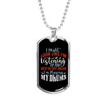 Drummer Necklace Not Listening Playing Drums Necklace Stainless Steel or 18k Go - £37.22 GBP+