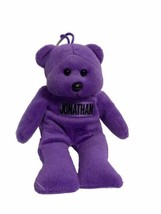 Purple Jonathan Beany Beanie Teddy Bear Large 8  Vintage vtd - £8.89 GBP