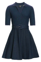 NWT Ted Baker Aleee in Navy Blue Belted Knit Collared Skater Dress 3 / US M $279 - £86.44 GBP