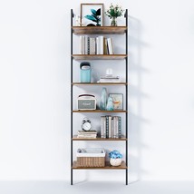 Ladder Shelf, 87 Inches Wall Mounted Ladder Bookshelf With Metal Frame, Open Ind - £136.04 GBP