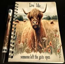 4X6 Notebook with Matching Pen - Highland Cow With Message - $5.00