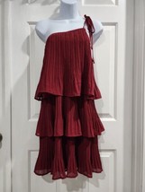 Womens  Boho Burgundy Summer One Shoulder Sleeveless Ruffle Tiered Layer... - $18.66