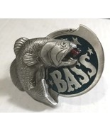Large Mouth Bass Jumping Belt Buckle Solid Pewter 1981 Vintage But New - £23.48 GBP