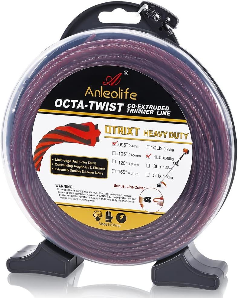 A Anleolife 1-Pound Heavy Duty Octa-Twist .095-Inch-By-308-Ft Trimmer Li... - $33.99