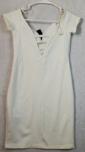 FOREVER 21 Pencil Dress Women Size Medium White Rayon Short Casual Sleeve V Neck - £8.34 GBP