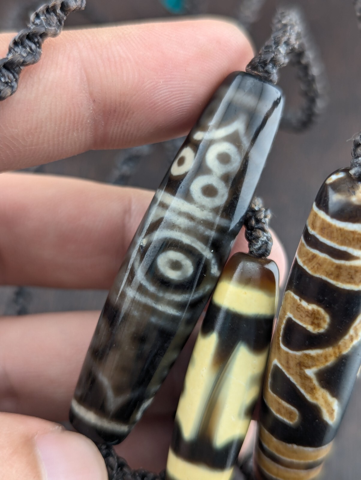 Lote 4 Patrones de Ojos Tibetanos Antiguos Vintage Piedra de Ágata Dzi Bead... Item image 13