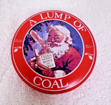 Santa Claus Naughty Boys Girls List Lump of Coal Round Red Tin 3 5/8" Wide - $9.41