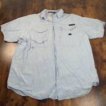 Columbia Shirt Mens XL Blue Striped Super Bonehead Vented Mesh Back Butt... - $12.86