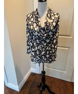 Yigal Azrouel Navy and Gray Geometric Print Silk Satin Poncho Blouse SZ ... - $2,744.97 MXN