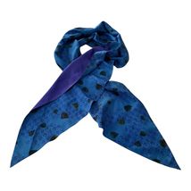 Vintage Blue &amp; Purple Silk Dreidel Scarf – Hebrew Letters – 49” Long - $22.50