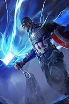 Captain America Mjolnir Painting | Framed Art Poster | Avengers | NEW | USA - £15.97 GBP