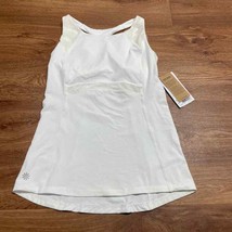 Athleta Womens Solid White Ace Racer Tank Size Small B/C Built in Bra Stretch - £30.07 GBP