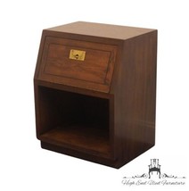 Henredon Furniture Solid Walnut Campaign Style 22&quot; Open Cabinet Nightstand - £479.51 GBP