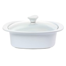 Gibson Elite Gracious Dining 1.9 Quart Stoneware Casserole in White with Glass L - $74.49