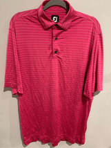 FOOTJOY Golf Polo Shirt-Pink/White PinStriped Poly/Spandex S/S Men’s EUC... - $10.59