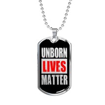 Unborn Lives Matter Prolife Dog Tag Stainless Steel or 18k Gold 24&quot; - £37.52 GBP+