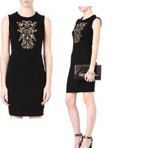 Retro JUICY COUTURE BLACK PONTE EMBELISHED embroidery DRESS Size 6 $248 - $123.75