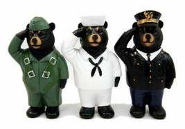 USA Sailor Pilot &amp; Admiral Saluting Bear Figurine Set Uniformed Service ... - £24.55 GBP