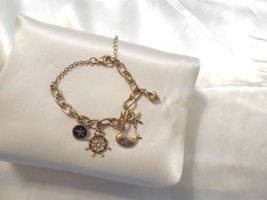 Department Store 7-1/2" Gold Tone Nautical Charm Chain Bracelet Y427 - $12.47