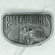 Silver Tone Vintage Raleigh Lights Cigarettes Trucker Ad Belt Buckle - £13.18 GBP
