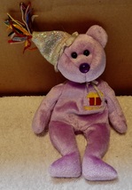 TY Beanie Baby February Teddy Birthday Bear 8&quot; 2002  Stuffed Animal 258R - £4.72 GBP