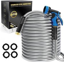 100ft Metal Garden Hose: Heavy-Duty 304 Stainless Steel, Kink-Free &amp; Lea... - $133.60