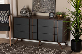 Pease Two-Tone Gray and Walnut 6-Drawer Bedroom Dresser - $8,193.33 MXN