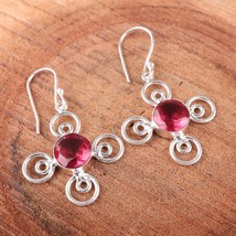 Pink Tourmaline Gemstone 925 Silver Earring Handmade Jewelry Earring 1.74&quot; - £9.74 GBP