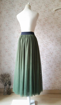 Army Green Long Tulle Skirt Plus Size Floor Length Bridesmaid Tulle Skirt  image 6