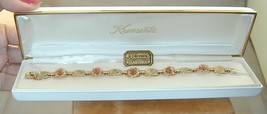 Vintage 2 Tone Krementz Roses Link Bracelet New In Box 7.25&quot; - $125.00