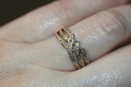 Vintage 10K Yellow Gold Diamond Accent Cross-over Criss Cross Band Ring Size 9.5 - £275.15 GBP